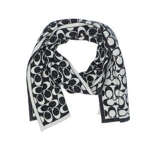 Coach Black‎  Wool Tonal C Logo Knit Scarf Wrap